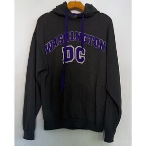 Washington DC Sweatshirt Hoodie Unisex L Gray Purple Varsity Fleece Outdoor